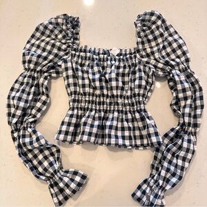Y2K Gingham Long Sleeve Crop Size XS